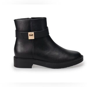 Black Ankle Boots with Gold Buckle Size 7